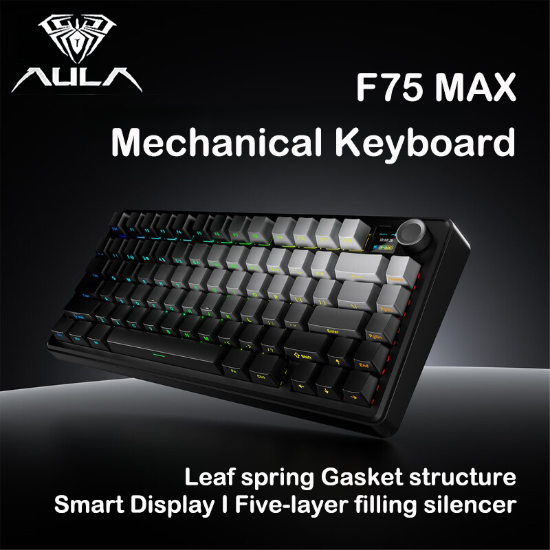 Gaming Keyboard Hot Swappable - Teclado Mecânico AULA F75 MAX 75%