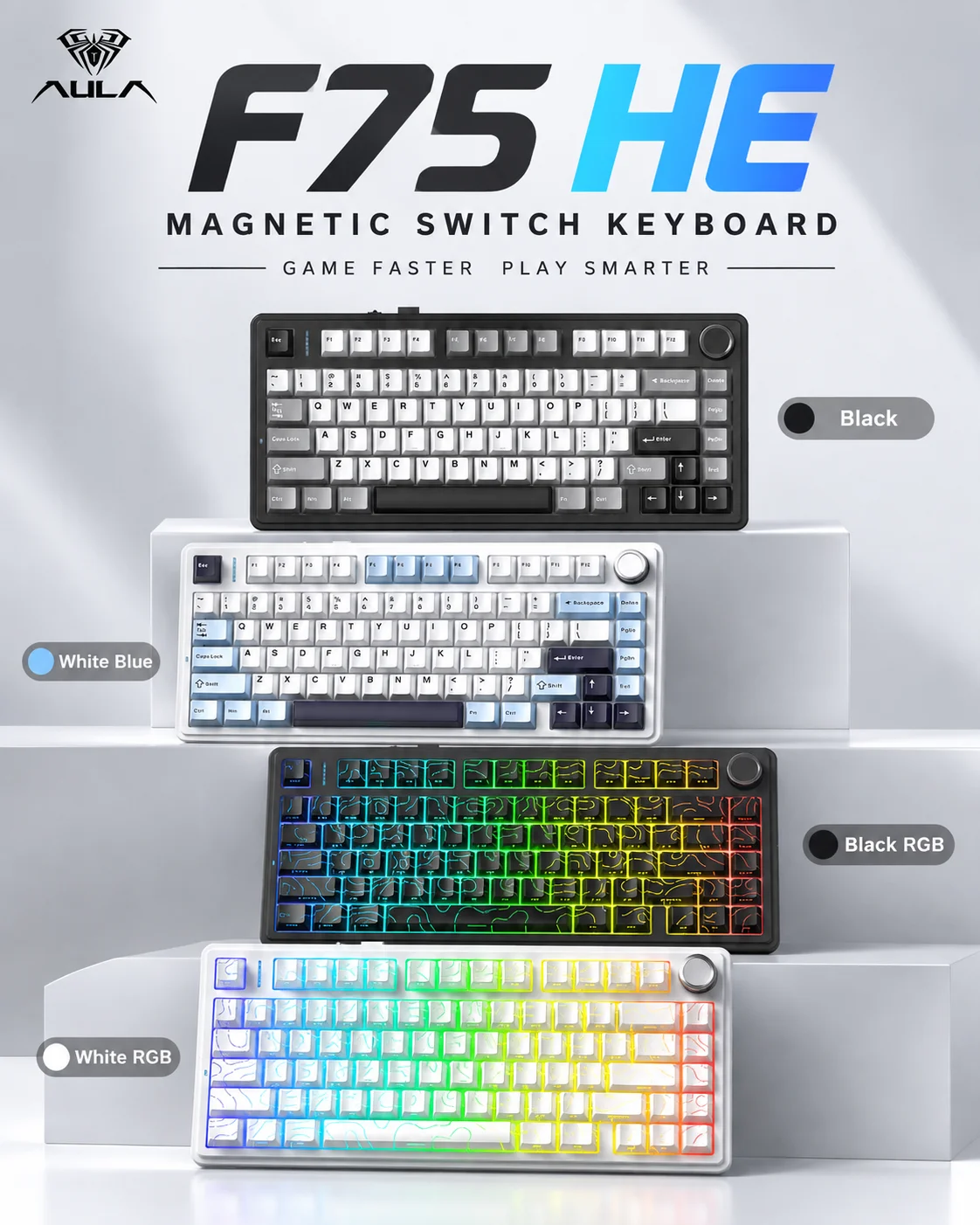 Gaming Keyboard No Rgb - Teclado Mecânico Gamer AULA F75 HE